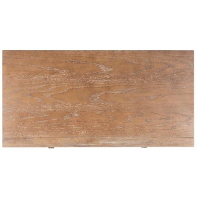 Rustic Oak and Beige Linen 3-Drawer Night Table