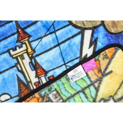 Disney Beauty and the Beast Stained Glass Plush Throw Blanket