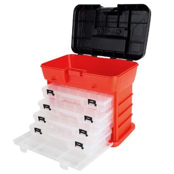 Storage Tool Box-Durable Organiser Utility Box-4 Drawers, 19 Compartments Each for Camping Supplies and Fishing Tackle by Wakeman Outdoors