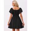 Allegra K Women's Summer Square Neck Puff Short Sleeve Elastic Waist Mini Dress - 4 of 4