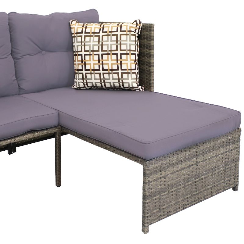 Sunnydaze Outdoor Longford Patio Sectional Sofa Conversation Set with Cushions and Table - 3pc, 5 of 15
