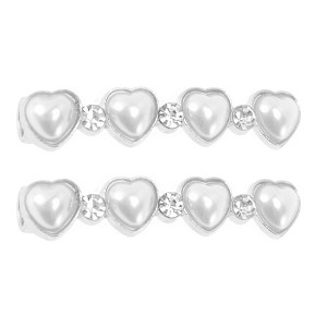 Unique Bargains Heart Faux Pearl Shoelace Charms 1 Pair - 1 of 4