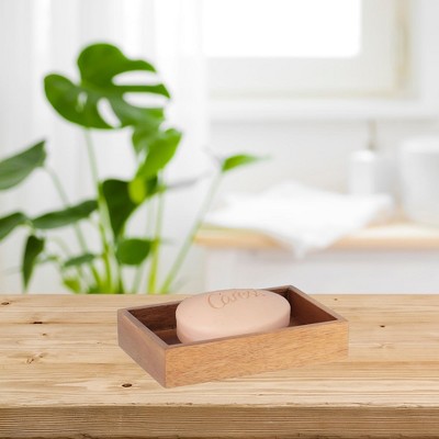 Acacia Wood and Black Metal 6-Piece Bathroom Accessory Set