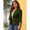 Whizmax Womens Plus Size Casual Pocketed Blazer Office Open Front 3/4 Sleeve Cardigans Jacket Work Suit,Brown Green,XL - 3 of 4