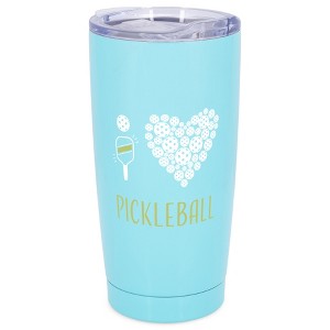 Elanze Designs 20 oz Stainless Steel On the Go Insulated Travel Tumbler With Push Top Lid, I Heart Pickleball Sky Blue - 1 of 4