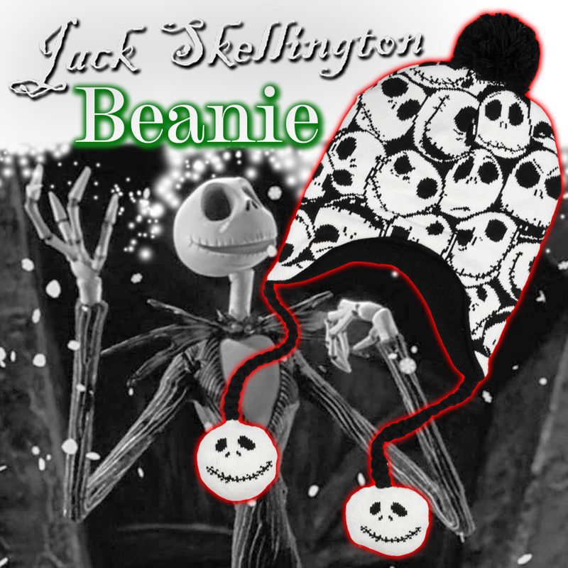 Nightmare Before Christmas Jack Skellington Allover Print Laplander Beanie White, 4 of 5