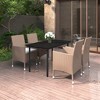 vidaXL Patio Dining Set Outdoor Table and Chair Set Poly Rattan and Glass - Beige 55.1" Table Length 4 Items - 2 of 4