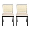 Okak Set of 2 Mid Century Rubberwood Arm/Armless Dining Chairs with Rattan Back,Farmhouse Accent Chairs for Dining Room,Restaurant - 3 of 4