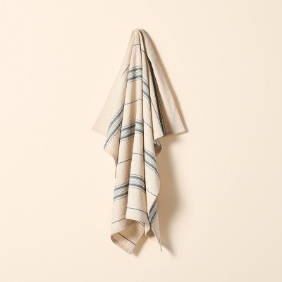 Variegated Stripe Flour Sack Kitchen Towel Natural/Olive/Navy - Hearth & Hand™ with Magnolia