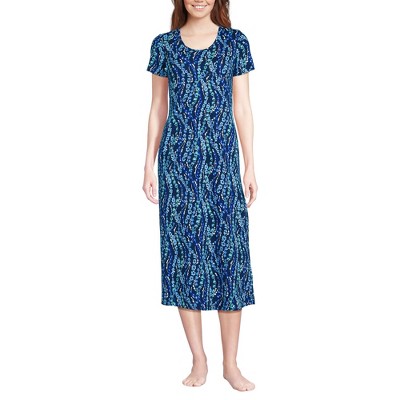 Lands' End Women's Cotton Short Sleeve Midcalf Nightgown