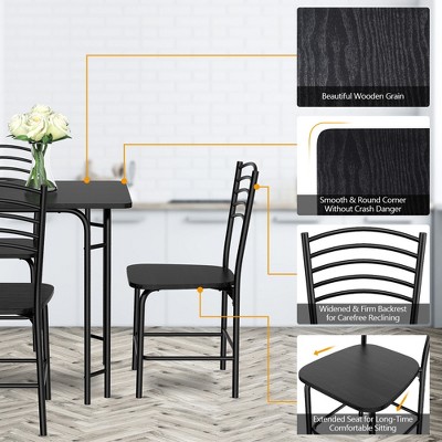 Black Steel Frame 5-Piece Modern Dining Set