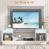 Homhougo TV Stand for 75 Inch TV, Modern Chic Entertainment Center with LED Lights and Storage, TV Console Media Cabinets White - 4 of 4
