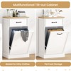 Tilt Out Trash Cabinet, Hidden Trash Can Cabinet with 10 Gallon Storage, Freestanding White Garbage Can Cabinet for Kitchen Dining Living Room - 4 of 4