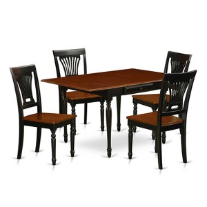Kitchen Table Set with 4 Chairs - Wooden Dining Room Set - Black & Cherry Finish - 5 Piece Table Set - 1 of 4