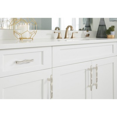 Polished Nickel Modern Bar Cabinet Pull with Mounting Hardware