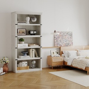 Acekool Farmhouse Bookcase with Storage, Wooden Bookshelf for Home Office, Living Room, Bedroom - 1 of 4