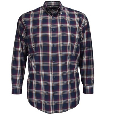 Falcon Bay Men's After Dark Hidden Button Plaid Sport Shirt