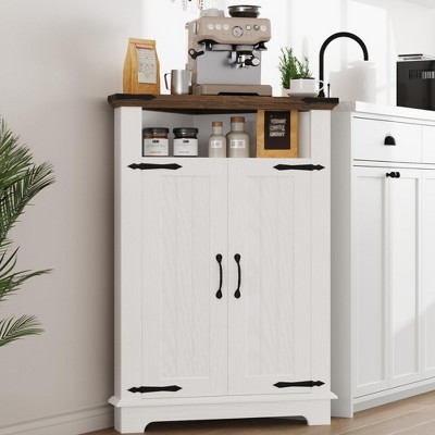 Corner Cabinet with Doors, Small Bathroom Storage Cabinet for Kitchen and Living Room