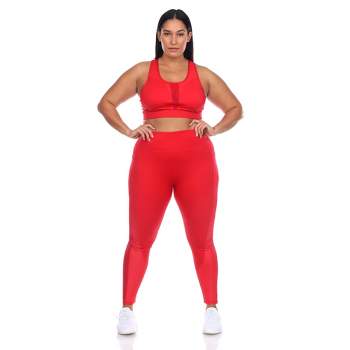 Plus Size High-waist Mesh Fitness Leggings Red 2x - White Mark