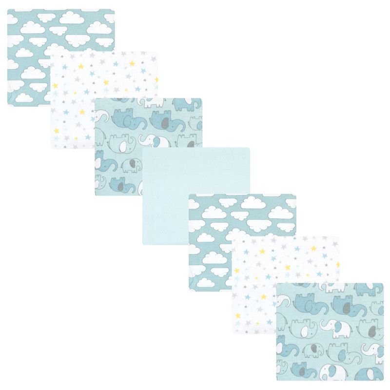 Hudson Baby Infant Boy Cotton Flannel Receiving Blankets Bundle, Boy New Elephant, One Size, 1 of 7