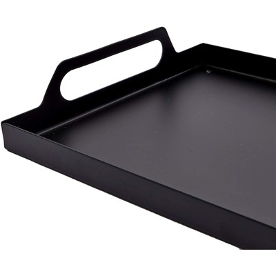 Black Metal Rectangular Serving Tray with Handles