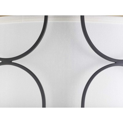Landree Matte Black 3-Light Flush Mount with White Silk Shade
