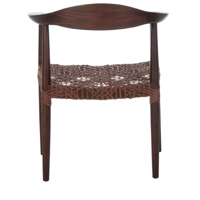 Juneau Mid-Century Walnut Brown Leather Accent Chair