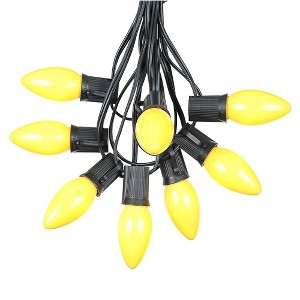 Novelty Lights 25 Feet C9 Ceramic Christmas String Light Set, Ceramic Vintage Holiday Hanging Light Set, Black Wire - 1 of 4