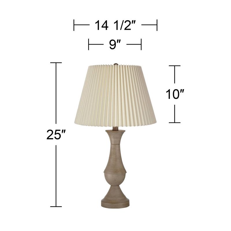 Regency Hill Avery Traditional Table Lamps 25" High Set of 2 Faux Wood with USB Charging Port LED Touch On Off Ivory Shades for Living Room Home Desk, 4 of 9