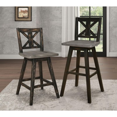 NicBex Dining Chairs Set of 2 Counter Height Chairs Black X-Back 360-degree Swivel Chair for Kitchen