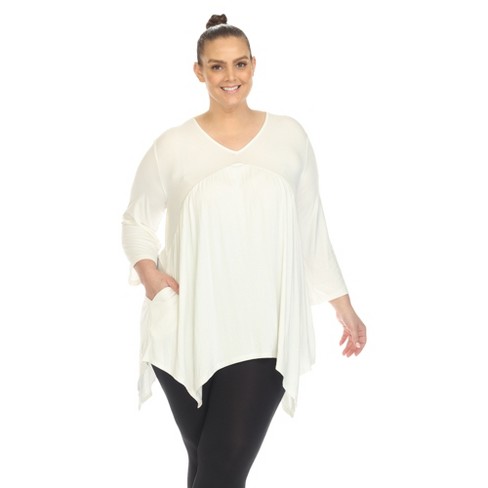 Plus Size Empire Cut V-neck Tunic Top White 1x -white Mark : Target