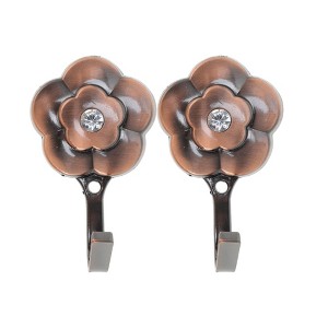 Unique Bargains Curtain Holdbacks Plum Blossoms Hooks Zinc Alloy 3.31"x1.97" 1Pair - 1 of 4