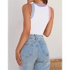Womens Summer Color Block Trim Round Neck Halter Tank Top Vest - 2 of 2