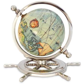 Vintiquewise Educational Decorative World Globe on Sailor Wheel for Office, Home, and School