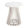 HomeRoots 20" White and Natural Distressed Marble and Solid Wood Round Pedestal End Table - 4 of 4
