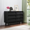 FONTOI Double Dresser with 6 Drawers, Features Vintage-style and Bevel Design, Organizer Unit for Living Room, Closets, Black, 13.5"*30"*47.3" - 4 of 4