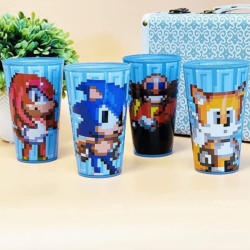Just Funky Sonic the Hedgehog Pivel Design 16 oz Glass Tumbler Cups | Set of 4, 4 of 5