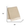 HomeRoots 55" X 70" Stone Cotton Blend Woven Plush Throw Blanket with Fringe - 3 of 4