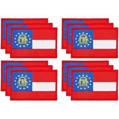 Okuna Outpost 12 Pack Woven Iron On State Patches, Georgia Flag Appliques (3 x 2 in)