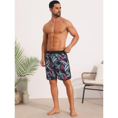 INSPIRE CHIC Men's Printed Elastic Liner Drawstring Swimming Shorts 2 Packs 1 Black Red 1 Blue White 30 — фото 2