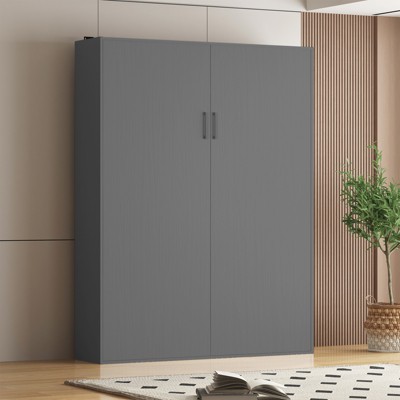 Mjkone Mjkone Queen Fold Up Cabinet Murphy Bed,Folding Wall Bed Guest Bed, 2 in 1 Space Saving Hidden Murphy Beds