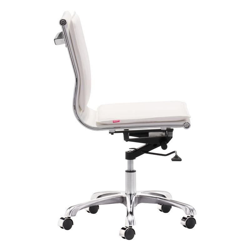 Ergonomic Upholstered Adjustable Armless Office Chair - White - ZM Home, 4 of 14