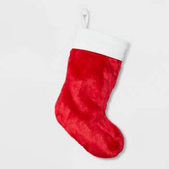 Plush Faux Fur Christmas Stocking Red - Wondershop™