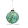Storied Home Large Glass Ball Ornament with Embedded Eucalyptus Leaves, Turquoise - 3 of 3