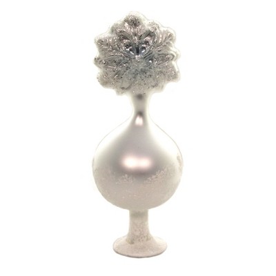 Inge Glas 8.0" Winter Snowflake Finial Tree Topper Free Standing  -  Tree Toppers