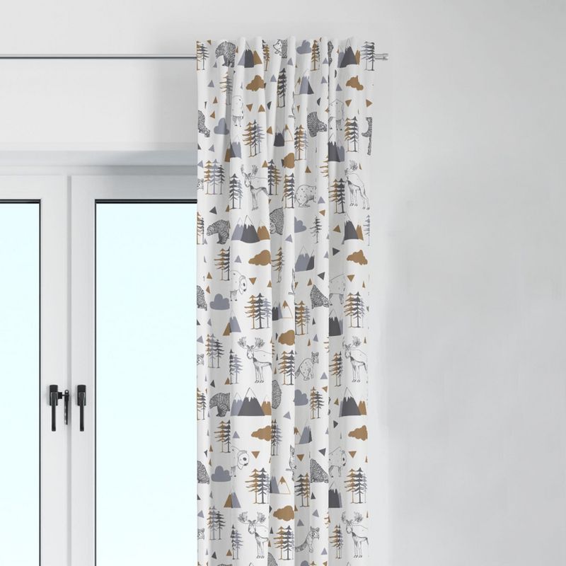 Bacati - Woodlands Animals Beige/Grey Curtain Panel, 1 of 5