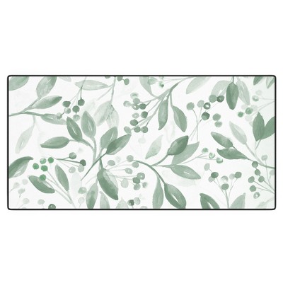 Laura Trevey Berries and Leaves Mint Desk Mat -Deny Designs