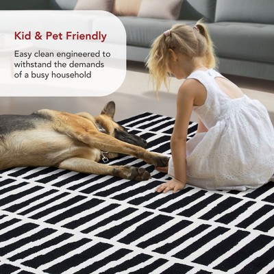 Handmade Black Geometric Wool Area Rug 8' x 10'