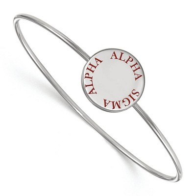 Black Bow Jewelry Sterling Silver Alpha Sigma Alpha Greek Life Bangle Bracelet 8 Inch