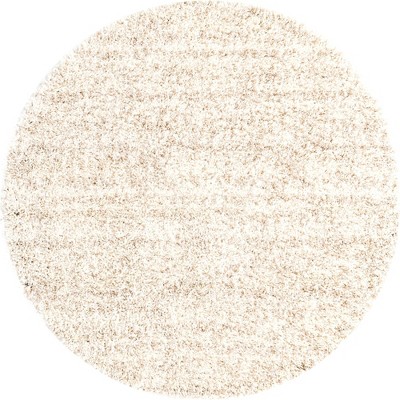 Athena Ivory Geometric Braided Shag Rug - 5' Round